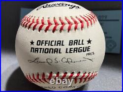 RON NECCIAI Signed Autographed Official NL Baseball Inscribed 5/13/52 -27 K's