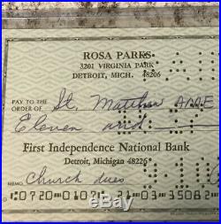 ROSA PARKS Autographed Inscribed Signed Check Document Civil Rights NAACP