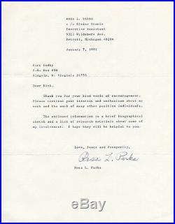ROSA PARKS Autographed Inscribed Signed Letter Civil Rights NAACP