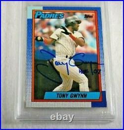 Rare 1990 TONY GWYNN Signed Inscribed HOF 07 Topps Baseball Card-PERFECT PSA 10