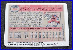 Rare HANK AARON Signed Porcelain 1957 Topps Card-Inscribed 57 MVP-BRAVES-PSA