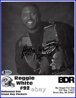 Reggie White Signed & Inscribed 8x10 Photograph Autograph Beckett Certified Hof