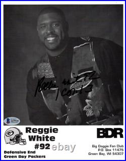 Reggie White Signed & Inscribed 8x10 Photograph Autograph Beckett Certified Hof Reggie White Signed & Inscribed 8x10 Photograph Autograph Beckett Certified Hof