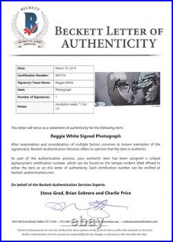 Reggie White Signed & Inscribed 8x10 Photograph Autograph Beckett Certified Hof
