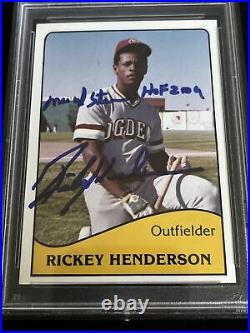Rickey Henderson signed 1979 TCMA Rookie Card PSA Slab Inscribed Auto 10 C1394