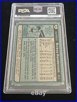 Rickey Henderson signed 1980 Topps Rookie Card PSA Slab Inscribed Auto 10 C1392