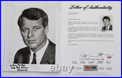 Robert F Kennedy Signed & Inscribed 8x10 Photo Psa/dna Coa