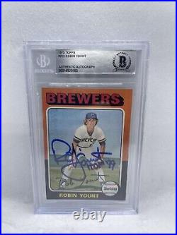 Robin Yount Signed Inscribed 1975 Topps #223 Rookie Beckett Auto HOF