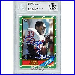 Roger Craig Signed 1986 Topps Football Card Beckett SF 49ers Inscribed Autograph