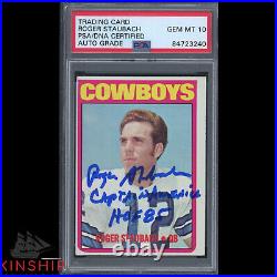 Roger Staubach signed 1972 Topps Rookie Card 200 PSA DNA Inscribed Auto 10 C1223