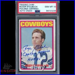 Roger Staubach signed 1972 Topps Rookie Card 200 PSA DNA Inscribed Auto 10 C1230