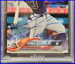 Ronald Acuna 2018 Topps #698 Bat Down SP RC Signed Inscribed 2018 NL ROY PSA/DNA