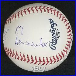 Ronald Acuna Autographed OML Baseball Inscribed El Abusador with JSA Witness COA