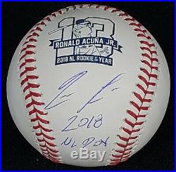 Ronald Acuna Autographed ROY Logo Ball Inscribed 2018 NL ROY LE 300 with JSA
