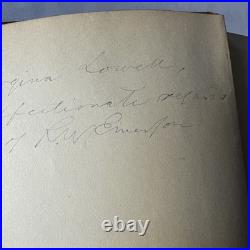 SIGNED Book By Ralph Waldo Emerson 1874 Parnassus Inscribed Signature Autograph