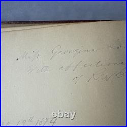 SIGNED Book By Ralph Waldo Emerson 1874 Parnassus Inscribed Signature Autograph