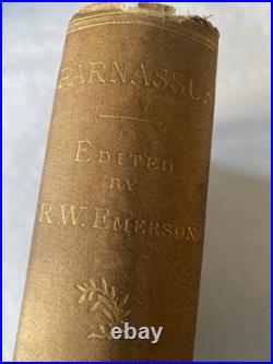 SIGNED Book By Ralph Waldo Emerson 1874 Parnassus Inscribed Signature Autograph