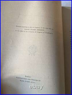 SIGNED Book By Ralph Waldo Emerson 1874 Parnassus Inscribed Signature Autograph