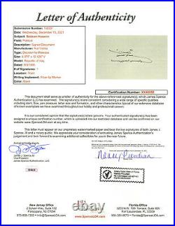 Saddam Hussein signed Document JSA LOA Rare Inscribed President Iraq Auto Z830