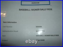 Sally Ride Autographed Baseball PSA/DNA/COA #D30338 NM/MT (2 Missions Inscribed)