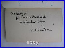 Sandburg Cornhuskers 1918 Signed Twice + Emerson Burkhart Association Autograph