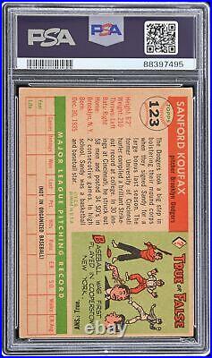 Sandy Koufax 1955 Topps Signed RC #123 Inscribed WS Champ 55 59 63 65 PSA 4.5/10