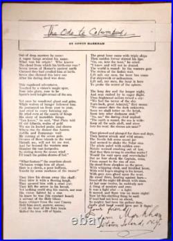 Scarce EDWIN MARKHAM Hand-Revised, Inscribed, Signed Poem