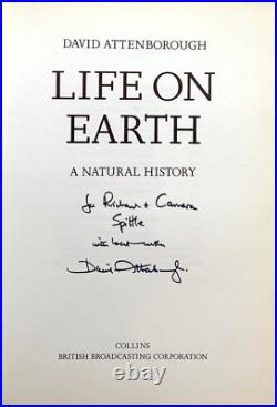 Signed Autographed Inscribed David Attenborough Life On Earth (Hardcover 1979)