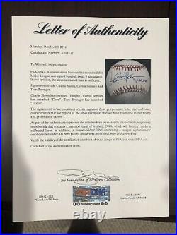 Signed Baseball Inscribed with Charlie Sheen, Tom Berenger, Corbin Bernsen PSA