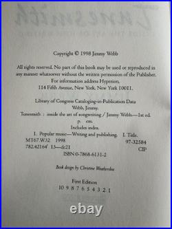 Signed Inscribed 1st Ed Jimmy Webb TUNESMITH 1998 HC/DJ Autographed Songwriting