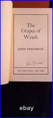 Signed John Steinbeck. Grapes of wrath edition. Rare. Autographed. Hand signed