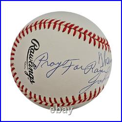 Spahn Sain Guardians Yankees Autograph Signed Inscribed ONL Baseball (JSA COA)