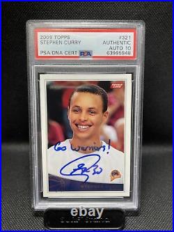 Stephen Curry 2009 Topps #321 Signed Psa Auto 10 Inscribed Go Warriors