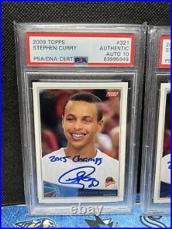 Stephen Curry 2009 Topps Signed #321 Set Inscribed 2015/2017/2018 Psa 10 1/1