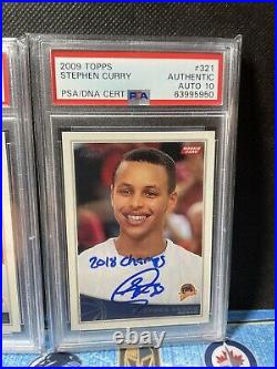 Stephen Curry 2009 Topps Signed #321 Set Inscribed 2015/2017/2018 Psa 10 1/1