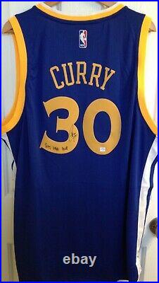 Stephen Curry Autographed 2015 Nba Mvp Jersey Inscribed With Tags Curry C. O. A