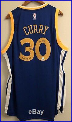Stephen Curry Autographed Inscribed NBA Warriors Signed Jersey (BAS & CURRY COA)