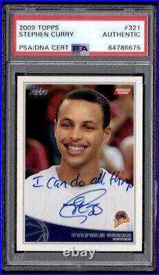 Stephen Curry Signed 2009 Topps Rookie Card PSA DNA Slabbed Inscribed Auto #321
