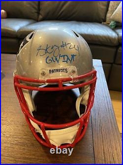 Stephon Gilmore Autographed Signed + Inscribed Full Size Helmet Patriots JSA