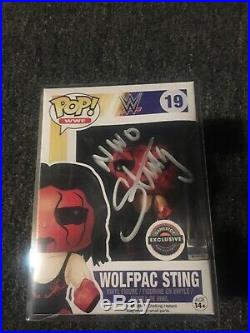 Sting Autographed Wolfpac WWE Funko POP Gamestop Exclusive Inscribed NWO