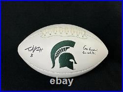 T. J. Duckett Signed & Inscribed Michigan State Spartans Football Autographed F