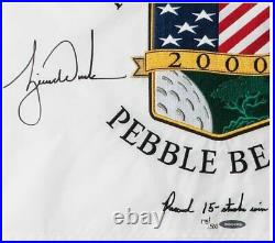 TIGER WOODS Autographed 2000 US Open Inscribed 15 Stroke Win Flag UDA LE 500