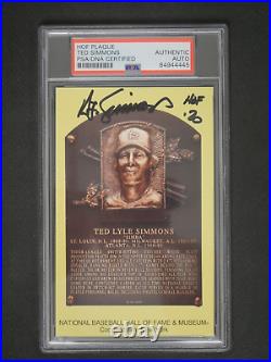 Ted Simmons Signed Hall Of Fame Plaque Postcard Inscribed Hof'20 With Psa Coa