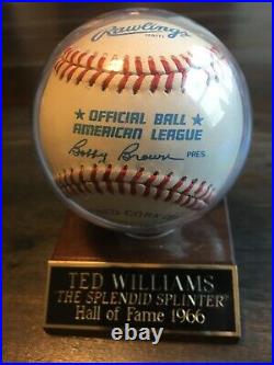 Ted Williams Autographed Baseball withInscribed Display Case