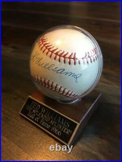 Ted Williams Autographed Baseball withInscribed Display Case