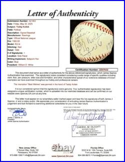 Teddy Kollek Autograph Signed Inscribed ONL Baseball (JSA LOA #ZZ07632)