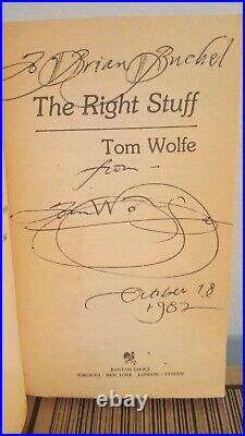 The Right Stuff Tom Wolfe, Signed Vintage Paperback Autographed Inscribed