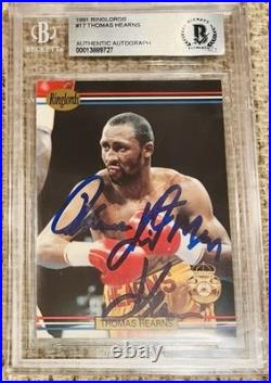 Thomas The Hit Man Hearns Signed & Inscribed 1991 Card Gem Autograph Beckett
