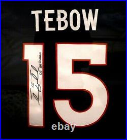 Tim Tebow Framed EVENT WORN Autographed Inscribed Broncos Jersey Not Game Used