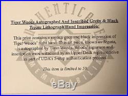 UD 20'' X 28 TIGER WOODS Autographed Frame Tegata Inscribed Litograph COA 18/50